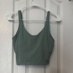 Sleek Olive Cropped Athletic Tank Top